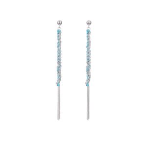 Silver Earrings with Blue color thread