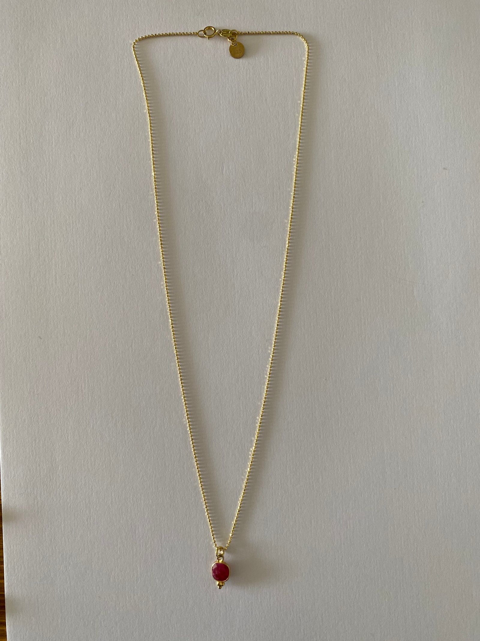 Bead Gold-Plated Chain with Ruby Charm