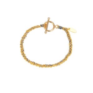 Hand-Braided Bracelet - Grey Silk & Gold-Plated Elegance