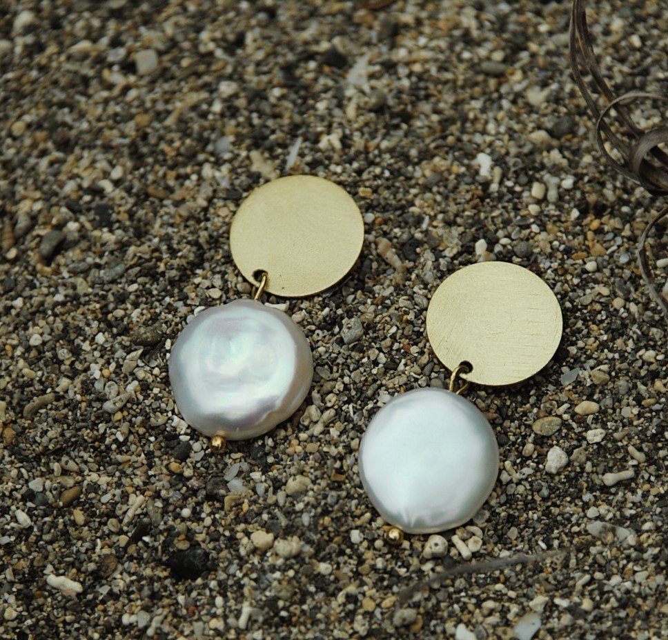 Silver Earrings with Keshi pearls