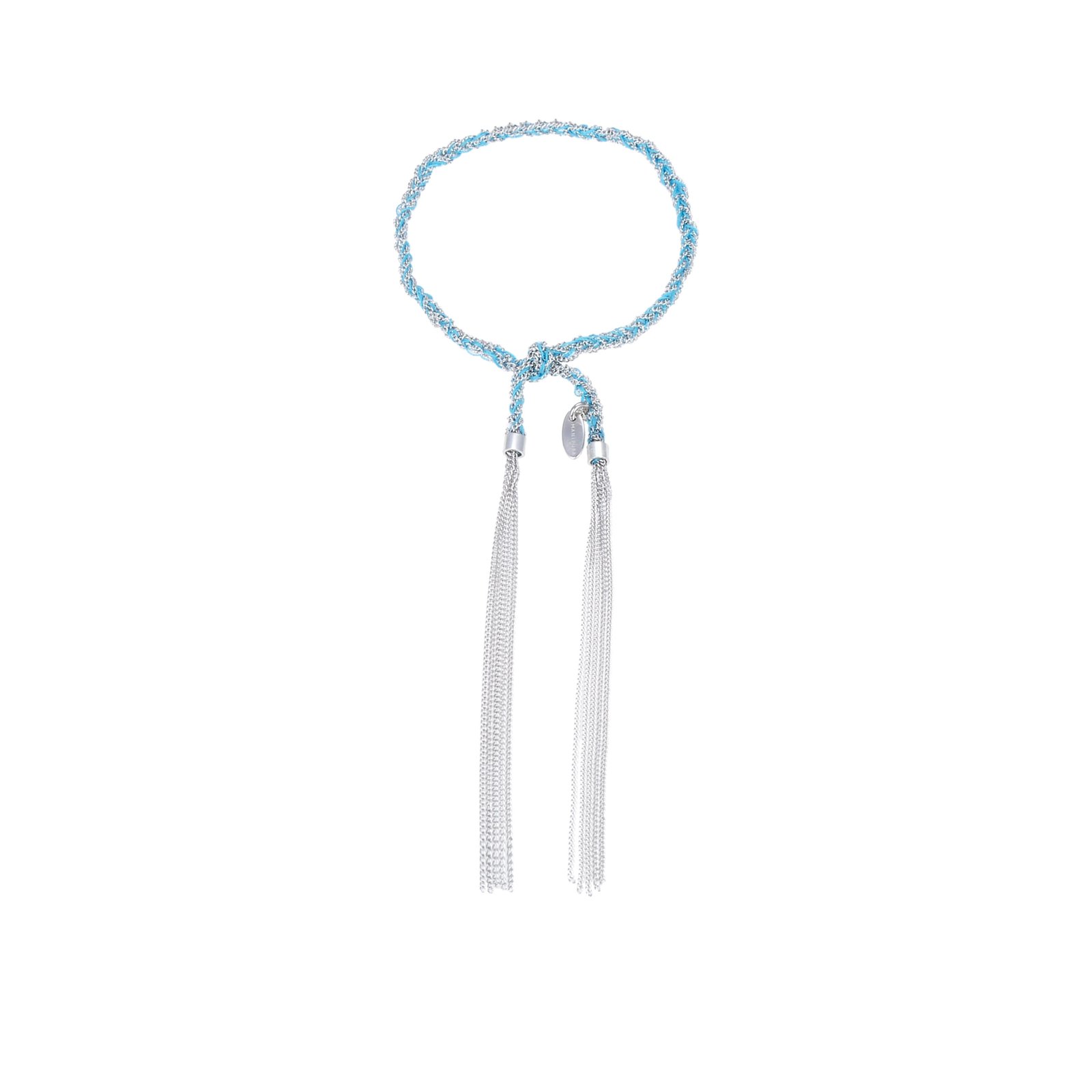 Hand-Braided Bracelet with Silver Rhodium Chain